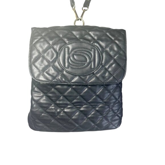 Bebe Los Angeles Back Pack Black Quilted Side Zip Purse - Picture 2 of 14